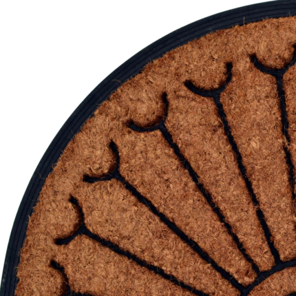 18" X 30" Beige and Black Rubber and Coir Outdoor Semi Circle Door Mat - Image 4