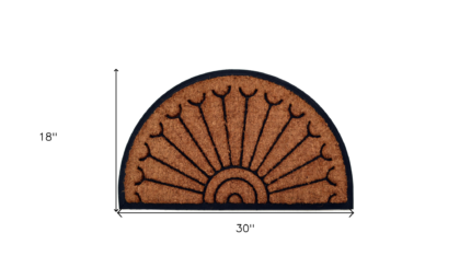 18" X 30" Beige and Black Rubber and Coir Outdoor Semi Circle Door Mat - Image 6