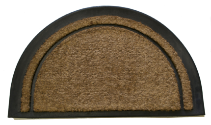 20" X 32" Beige and Black Rubber and Coir Outdoor Semi Circle Door Mat - Image 1