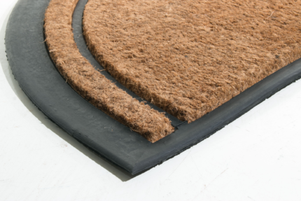 20" X 32" Beige and Black Rubber and Coir Outdoor Semi Circle Door Mat - Image 3