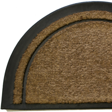 20" X 32" Beige and Black Rubber and Coir Outdoor Semi Circle Door Mat - Image 5