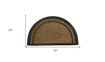 20" X 32" Beige and Black Rubber and Coir Outdoor Semi Circle Door Mat - Image 6