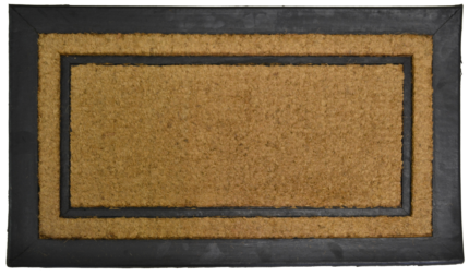 18" X 30" Beige and Black Rubber and Coir Outdoor Door Mat - Image 1