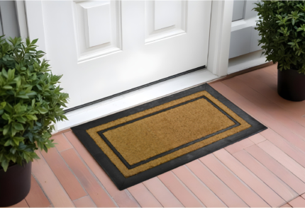 18" X 30" Beige and Black Rubber and Coir Outdoor Door Mat - Image 2