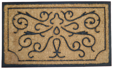 18" X 30" Beige and Black Rubber and Coir Outdoor Door Mat - Image 1