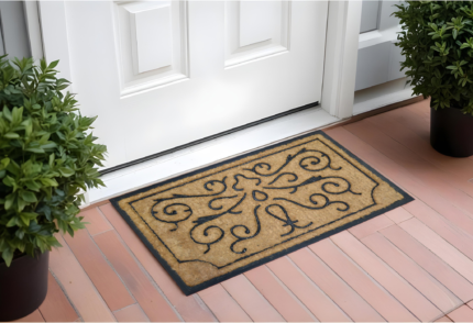 18" X 30" Beige and Black Rubber and Coir Outdoor Door Mat - Image 2