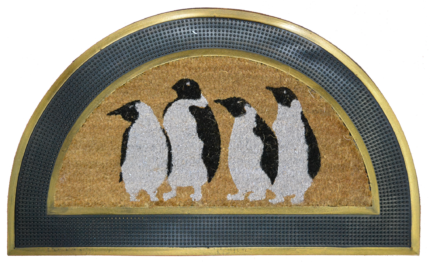 18" X 30" Beige and Black Rubber and Coir Outdoor Semi Circle Door Mat - Image 1