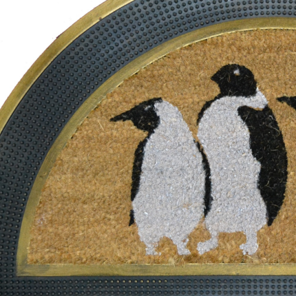 18" X 30" Beige and Black Rubber and Coir Outdoor Semi Circle Door Mat - Image 5