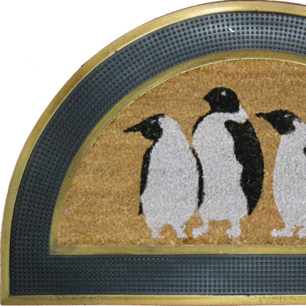 18" X 30" Beige and Black Rubber and Coir Outdoor Semi Circle Door Mat - Image 6