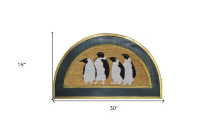 18" X 30" Beige and Black Rubber and Coir Outdoor Semi Circle Door Mat - Image 7