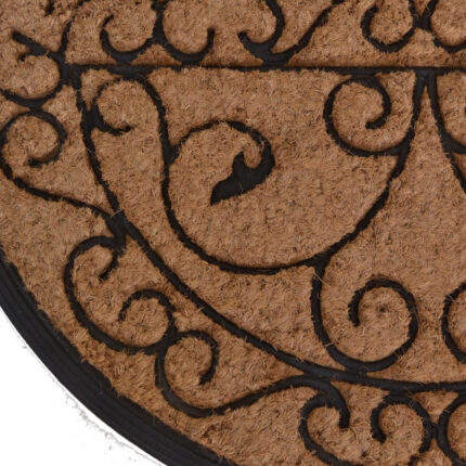 18" X 30" Beige and Black Rubber and Coir Outdoor Semi Circle Door Mat - Image 7