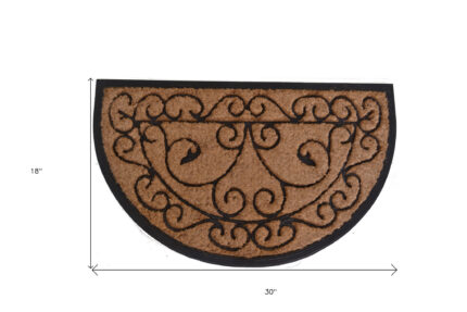 18" X 30" Beige and Black Rubber and Coir Outdoor Semi Circle Door Mat - Image 6