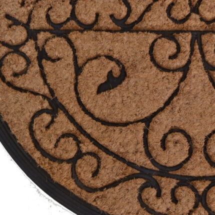 18" X 30" Beige and Black Rubber and Coir Outdoor Semi Circle Door Mat - Image 5