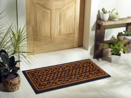 18" X 47" Beige and Black Rubber and Coir Outdoor Door Mat - Image 5