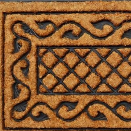 18" X 47" Beige and Black Rubber and Coir Outdoor Door Mat - Image 3