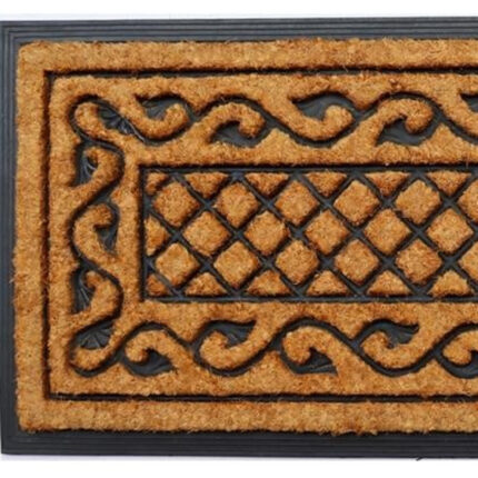 18" X 47" Beige and Black Rubber and Coir Outdoor Door Mat - Image 4
