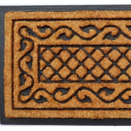 18" X 47" Beige and Black Rubber and Coir Outdoor Door Mat - Image 4