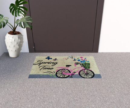 18" X 30" Beige and Black Coir Bicycle Outdoor Spring Door Mat - Image 2