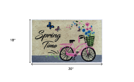 18" X 30" Beige and Black Coir Bicycle Outdoor Spring Door Mat - Image 7