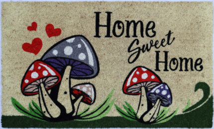 18" X 30" Beige and Black Coir Mushrooms Home Sweet Home Outdoor Door Mat - Image 2