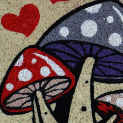 18" X 30" Beige and Black Coir Mushrooms Home Sweet Home Outdoor Door Mat - Image 5