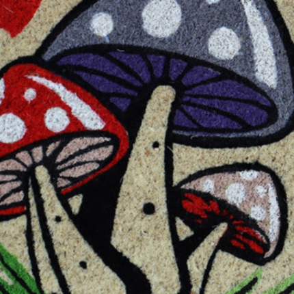 18" X 30" Beige and Black Coir Mushrooms Home Sweet Home Outdoor Door Mat - Image 4