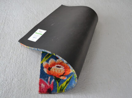18" X 30" Blue and Pink Coir Floral Outdoor Door Mat - Image 6