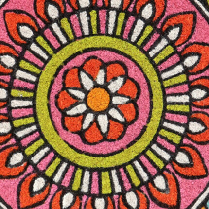 18" X 30" Green and Pink Coir Abstract Outdoor Door Mat - Image 4