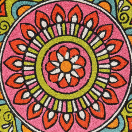 18" X 30" Green and Pink Coir Abstract Outdoor Door Mat - Image 5
