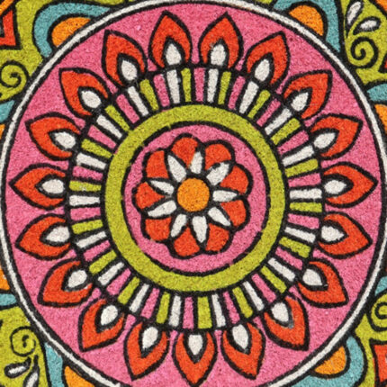 18" X 30" Green and Pink Coir Abstract Outdoor Door Mat - Image 5