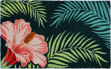 18" X 30" Blue and Pink Coir Tropical Outdoor Door Mat - Image 1