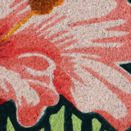 18" X 30" Blue and Pink Coir Tropical Outdoor Door Mat - Image 3