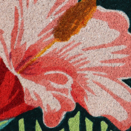 18" X 30" Blue and Pink Coir Tropical Outdoor Door Mat - Image 4