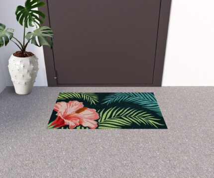 18" X 30" Blue and Pink Coir Tropical Outdoor Door Mat - Image 2