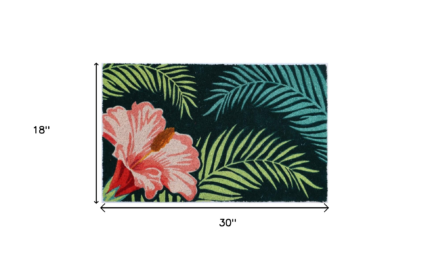 18" X 30" Blue and Pink Coir Tropical Outdoor Door Mat - Image 7