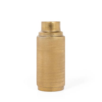 5" Gold Distressed Aluminum Tabletop Taper Candle Holder - Image 3