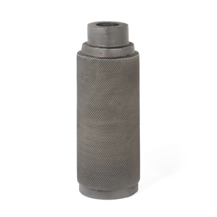 7" Gray Distressed Aluminum Geometric Tabletop Taper Candle Holder - Image 2