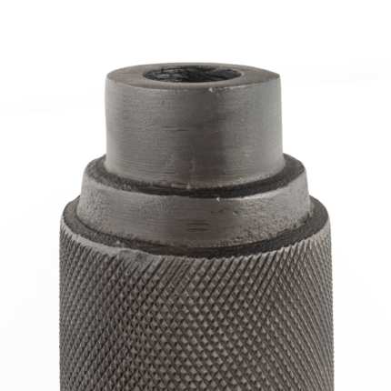 7" Gray Distressed Aluminum Geometric Tabletop Taper Candle Holder - Image 5