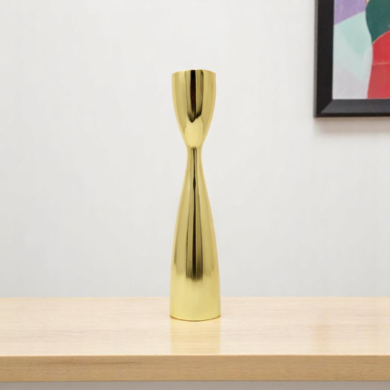 10" Gold Stainless Steel Tabletop Taper Candlestick - Image 1