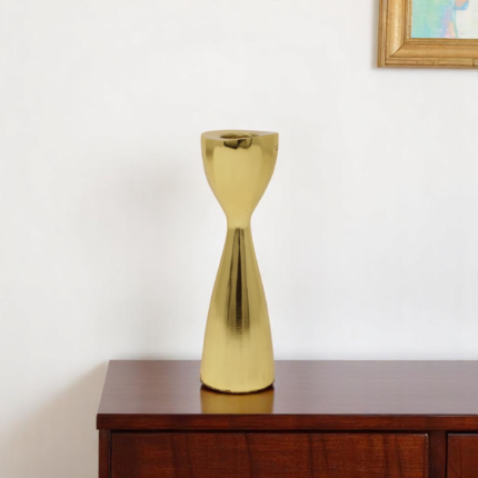 6" Gold Stainless Steel Tabletop Taper Candlestick - Image 1
