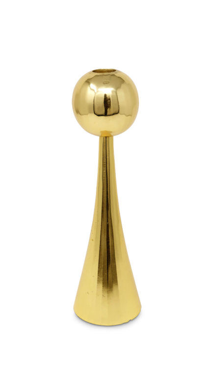 12" Gold Stainless Steel Tabletop Taper Candlestick - Image 3