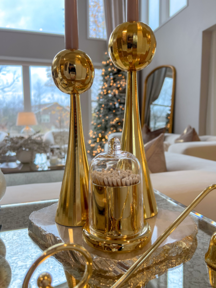 12" Gold Stainless Steel Tabletop Taper Candlestick - Image 6