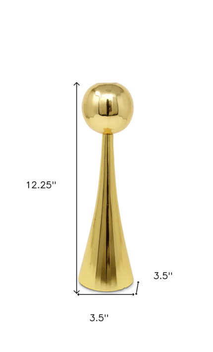 12" Gold Stainless Steel Tabletop Taper Candlestick - Image 7