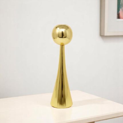 12" Gold Stainless Steel Tabletop Taper Candlestick - Image 1