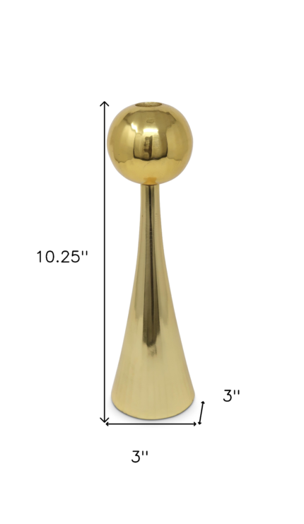 10" Gold Stainless Steel Tabletop Taper Candlestick - Image 7