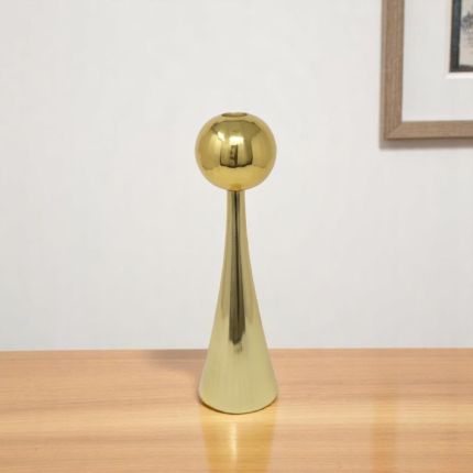 10" Gold Stainless Steel Tabletop Taper Candlestick - Image 1