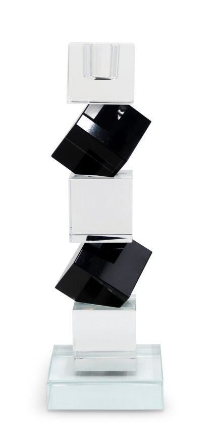 9" Black And Clear Crystal Tabletop Taper Candlestick - Image 5