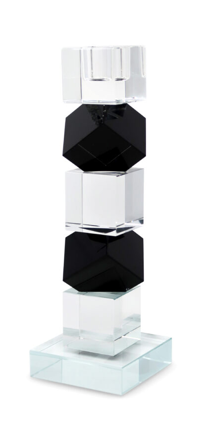 9" Black And Clear Crystal Tabletop Taper Candlestick - Image 4