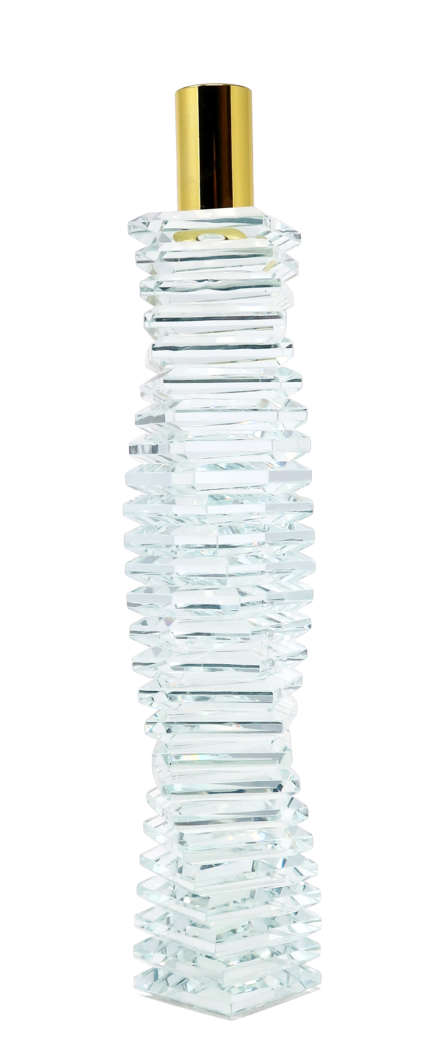 8" Clear And Gold Twisted Crystal Tabletop Taper Candlestick - Image 2