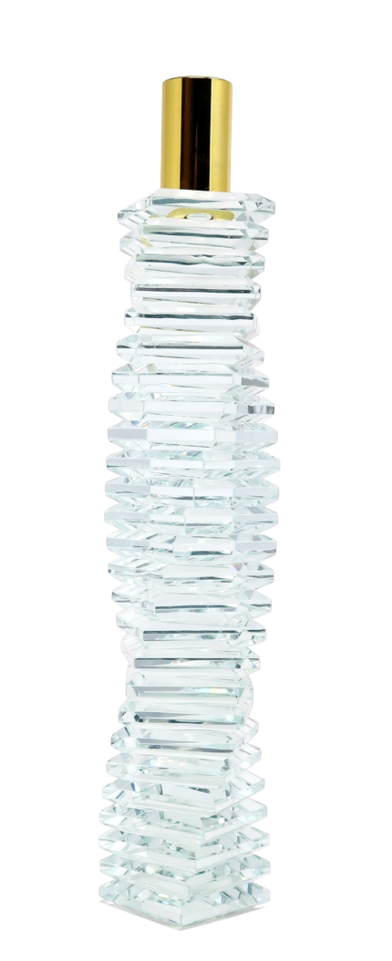8" Clear And Gold Twisted Crystal Tabletop Taper Candlestick - Image 4